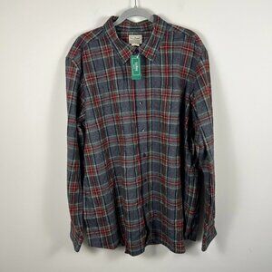 NWT L.L. Bean Scotch Plaid Grey Stewart Flannel XL
